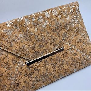 JNB Cork clutch / shoulder purse with silver print